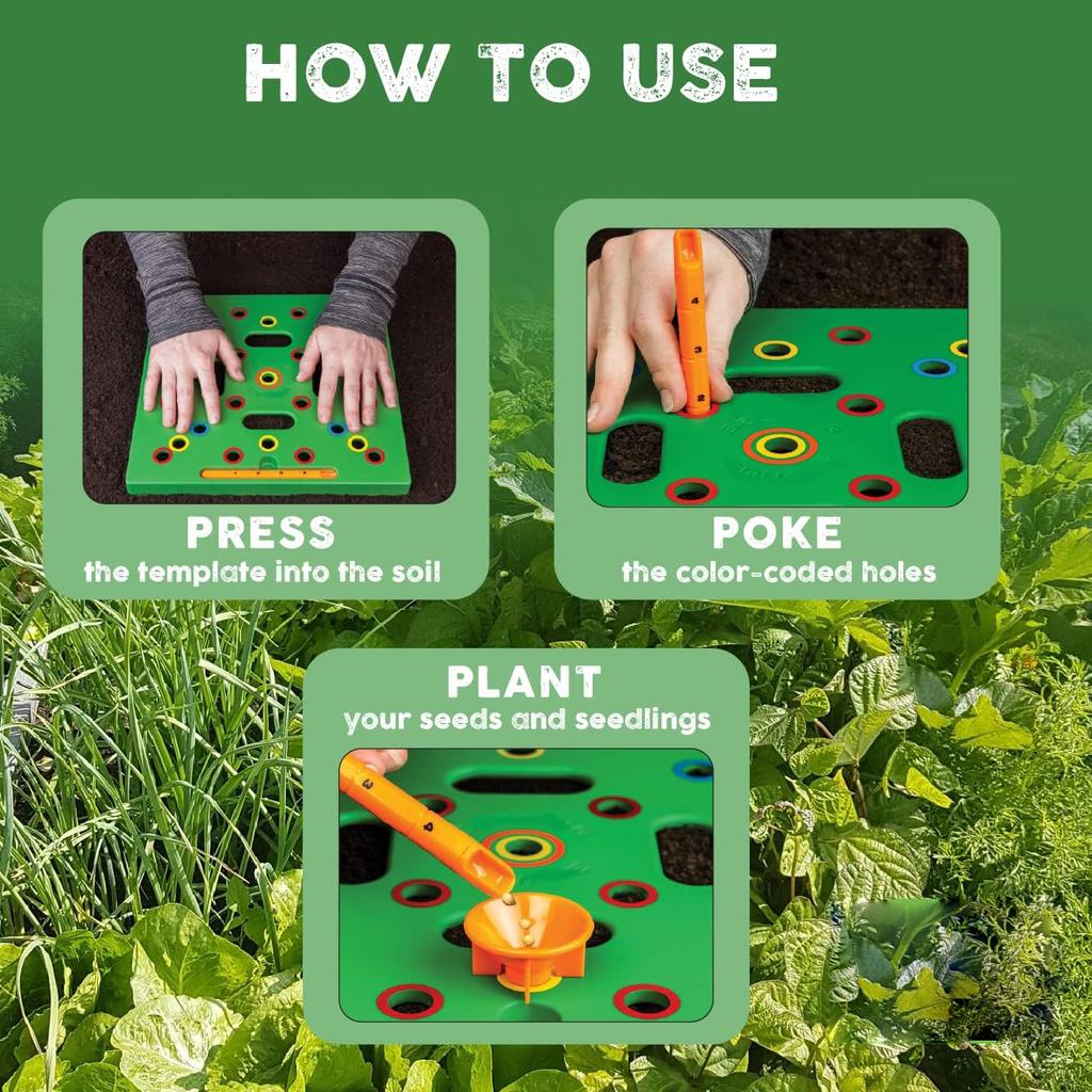 Seed-in Soil Digger and Soil Spacer for Planting Seeds Seed Spacer Tool for Maximum Harvest, Organized Plants Square Foot Garden