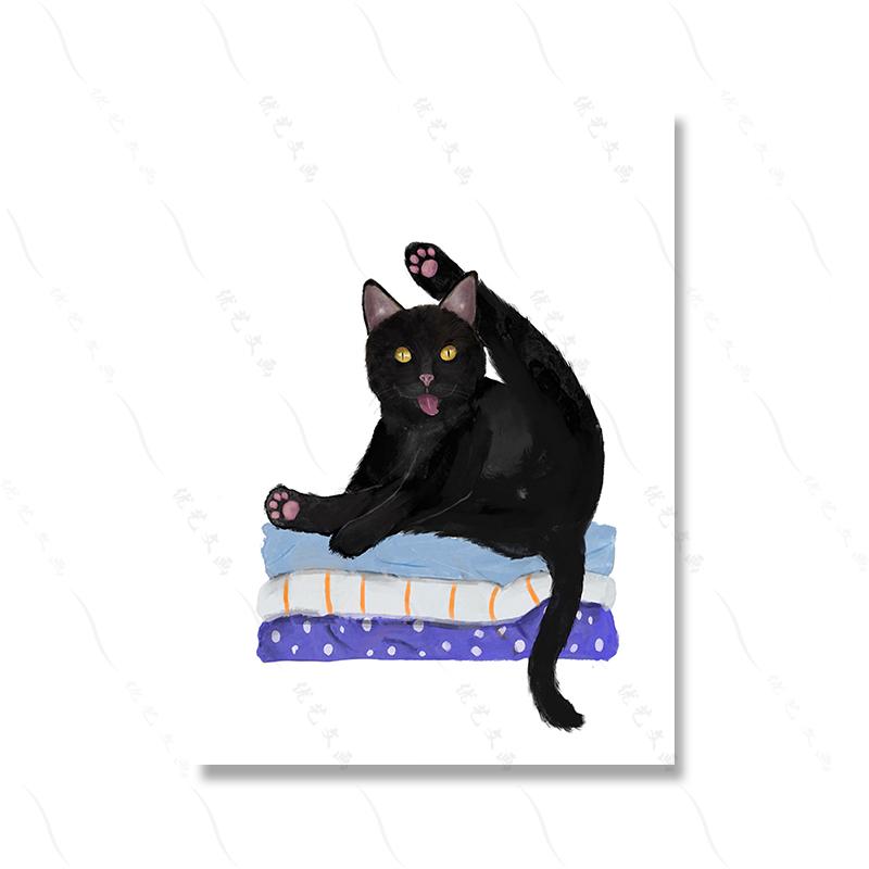 Набор из 6 черных кошек, подарок для любовника, ванная комната, ванна, настенный художественный декор, забавная щетка для домашних животных, зубы, холст, картина для туалета, дома, печать плакатов