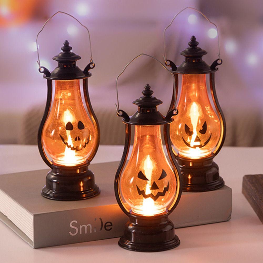 Expression Ghost Lantern Light Hanging Small Oil Lamp Portable LED Pumpkin Lantern Home Decoration