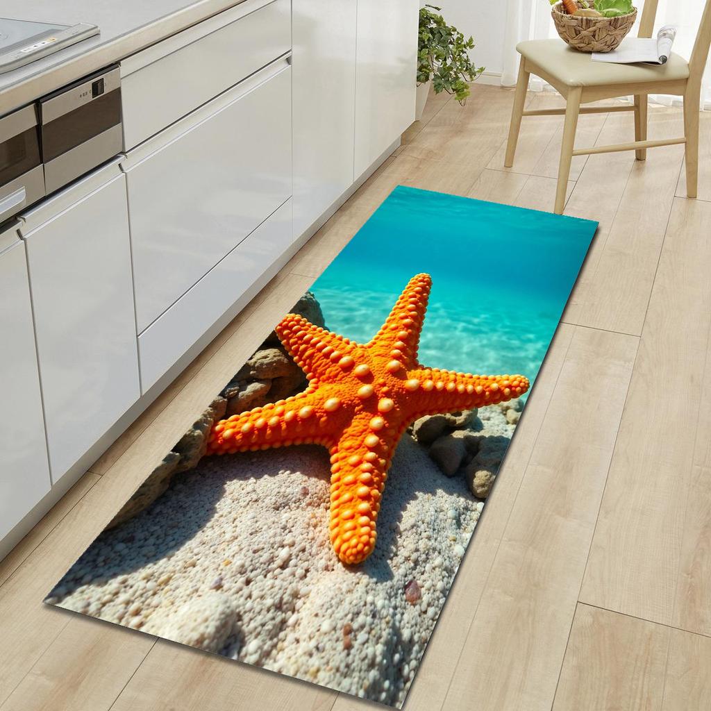1Pcs Beach Soft Stones Pattern Floor Mat Modern Kitchen Polyester Rug Non-Slip Colorful Indoor Carpet, For Home Bathroom Bedroom Living Room Decor