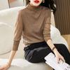 Lace Base Shirt for Women's Autumn Fashion Half High Neck Long Sleeved Mesh Base Top