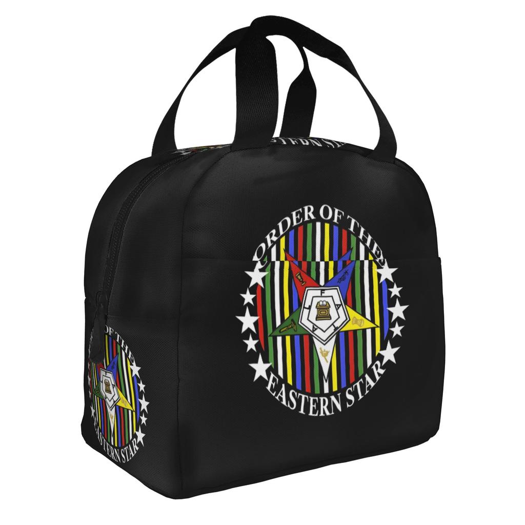 Order Of The Eastern Star Logo Thermal Insulated Lunch Bags Women Portable Lunch Container for School Multifunction Food Box