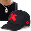 2pcs Men Women Baseball Cap Necklace Set Hip Hop Embroidery Duck Tongue Cap Poker Locket Necklace Athletic Casual Fashion Couple Sunscreen Shade Cap