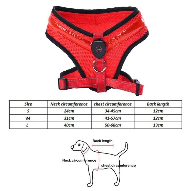 1pc Pet Dog Supplies Luminous Pet LED Harness Rechargeable Waterproof Dog Traction Harness Breathable Dog Vest Walking The Dog
