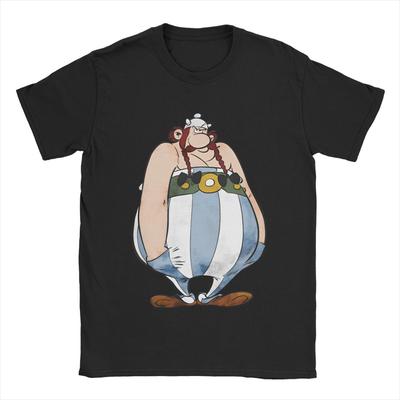 Футболка Asterixs And Obelixs Мужская Винтажная из Чистого Хлопка Футболки с Круглым Вырезом и Коротким Рукавом Новинка Топы