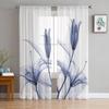 Abstract Purple Flower Chiffon Sheer Curtains for Living Room Bedroom Home Decoration Window Voile Tulle Curtain Drapes