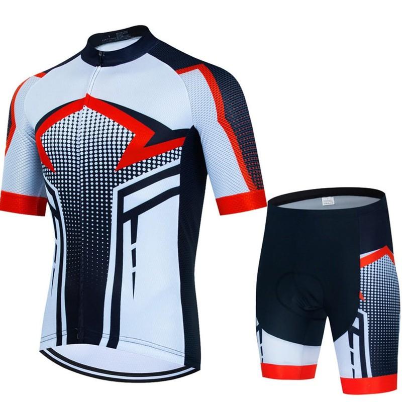 Mens Quick-Dry Breathable Cycling Jersey Shorts Set Road Bike Riding