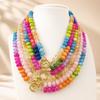 Trendy Summer Dopamine Colorful Heart Charm with Zircon Handmade Beaded Natural Stone 18K Gold Plated Necklace Gift for Women