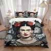 Frida Kahlo Floral Art Portrait Print 3Pcs Bedding Set,Duvet Cover with 2 Bedro,Pillowcase Home Birthday Gift