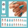 24pcs Nail Tips Manicure Press On Nails Diy False Nails Long Almond Foil Wavy Leaf French