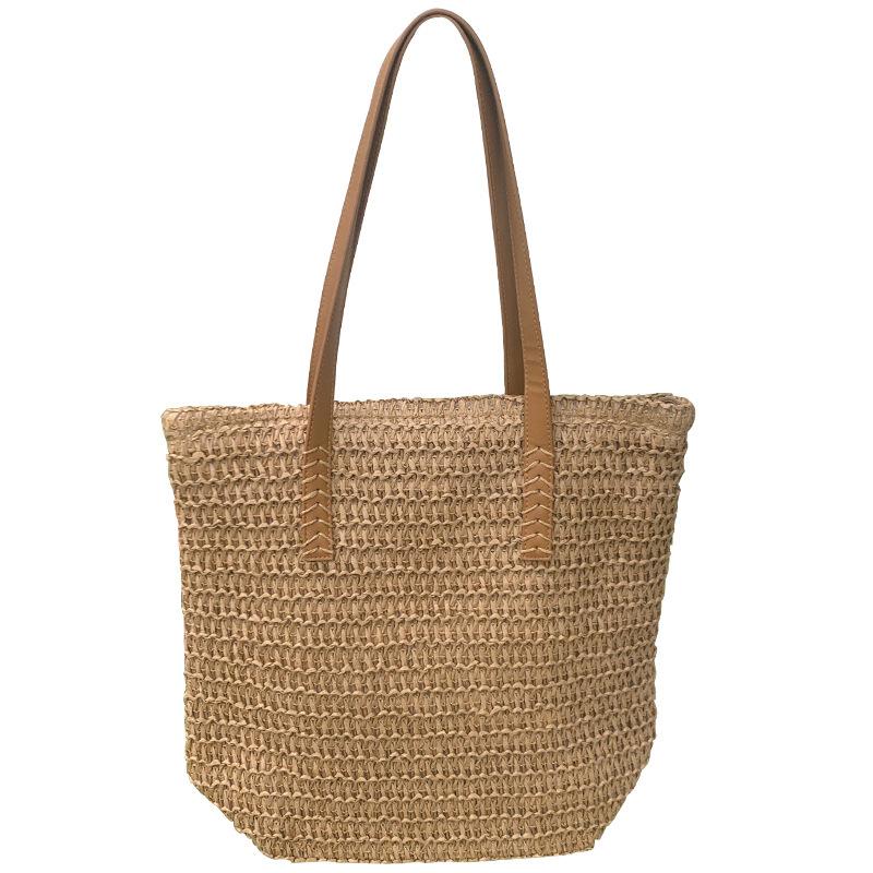 Летняя большая вместительная соломенная плетеная сумка для женщин, новая модная сумка через плечо для поездок на работу на пляж, плетеная сумка-тоут