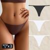 FINETOO 3PC Женские бесшовные трусы стринги сексуальные трусики-стринги с низкой талией женские однотонные бесследные бикини Т-образное нижнее белье