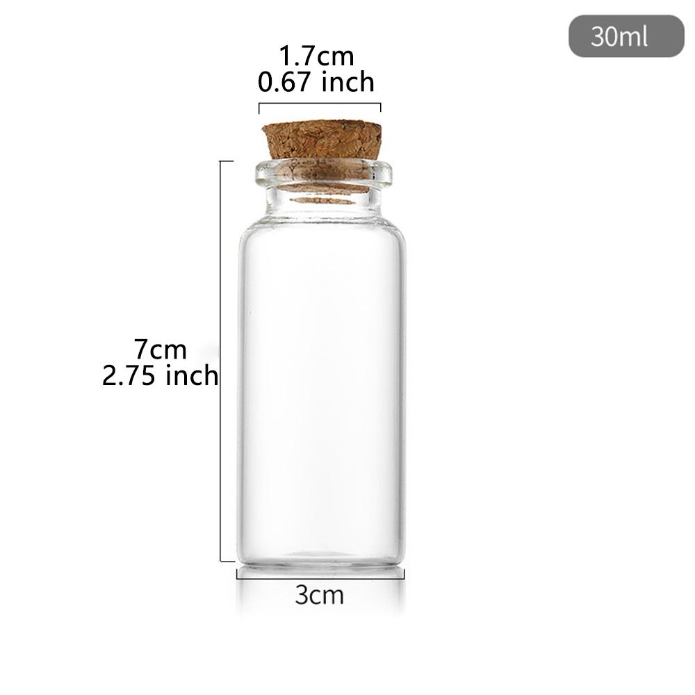 20pcs 10ml 15ml 20ml 25ml 30ml Cute Clear Glass wishing Bottles with Cork Stopper Empty Spice Bottles Jars DIY Crafts Vials