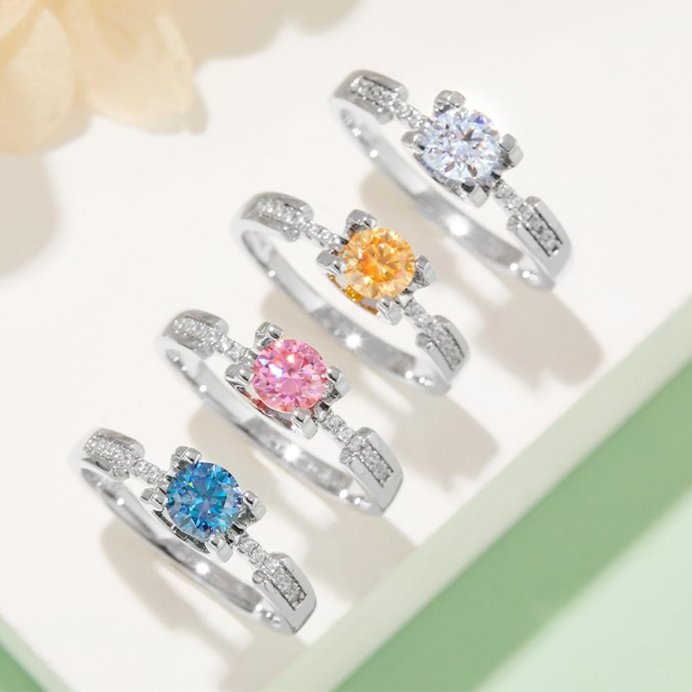 Кольцо из золота 18 карат с муассанитом, 6,5 мм, для женщин, подарок на свадьбу, помолвку, ювелирные изделия из стерлингового серебра 925 пробы