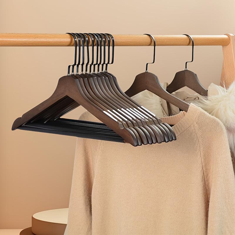 5pcs Premium Wooden Hangers with Polished Finish - Non-Slip, Grooved Design for Garment Display - Ideal for Home,Clothing Stores