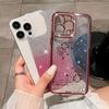 Подходит для iPhone15PRO, чехол для мобильного телефона с постепенным изменением цвета, стразы, роза, чехол для Apple 14, гальванический защитный чехол TPU13