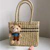 Female Straw Shoulder Bag Bohemian Style Wicker Woven Bucket Bag