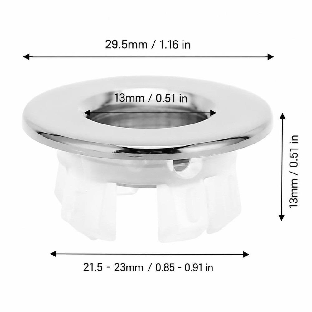 6Pcs Circular Sink Overflow Rings Round Shape Hole Cover Easy Fit Overflow Drain Cover Kitchen Sink