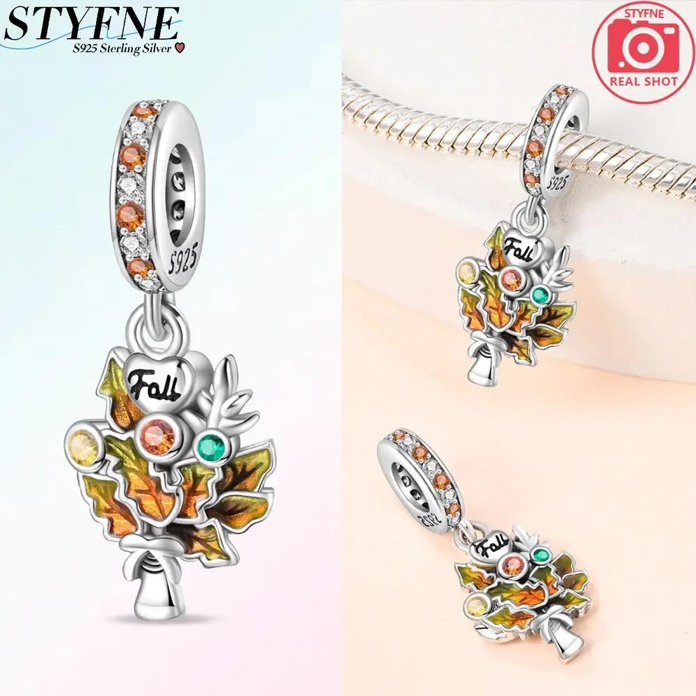 Autumn New Maple Forest Squirrel Pumpkin Car Charms Beads Fits Bracelets Bangle Luxury DIY Jewelry Making Women Gifts