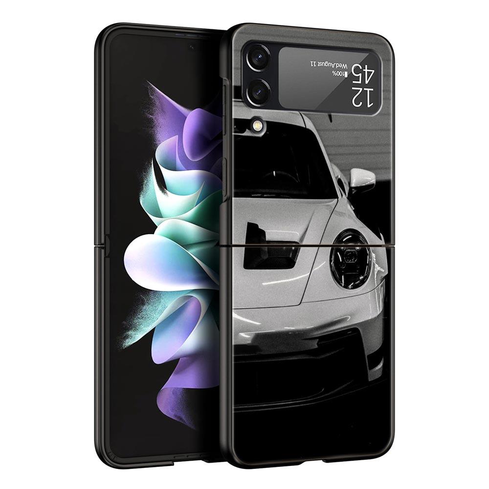 Черно-белый чехол для телефона автомобиля для Samsung Galaxy Z Flip3 Flip4 Flip5 Чехол-оболочка для Z Flip 3 4 5 6 7 Жесткая складная крышка