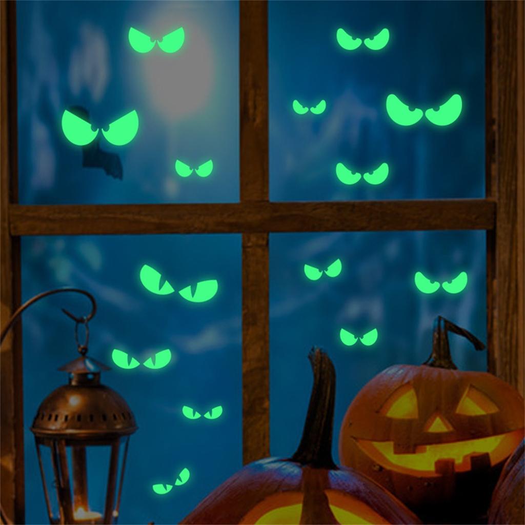 Украшения на Хэллоуин, наклейки на ночь, ужасные глаза, флуоресцентные наклейки со смайликами, декорации для сцен, наклейки на стены, окна