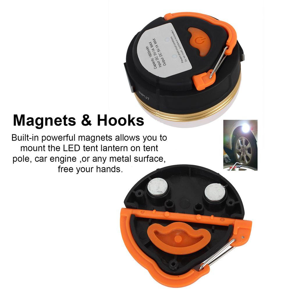 Светодиодный фонарь для кемпинга, USB аккумуляторная лампа для кемпинга, мини-фонарик с магнитным основанием, 3 режима освещения