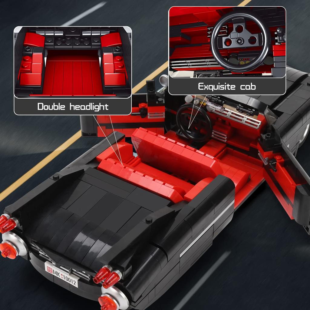 Mold King 10012 Science and Technology Sports Car Building Blocks Classic Retro Sports Car Cabrio Car Model Building Blocks Exclusive Car Exhibition