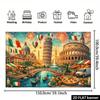 2D Colorful Italian Culture Backdrop with Landmarks, Pizza & Gondolas