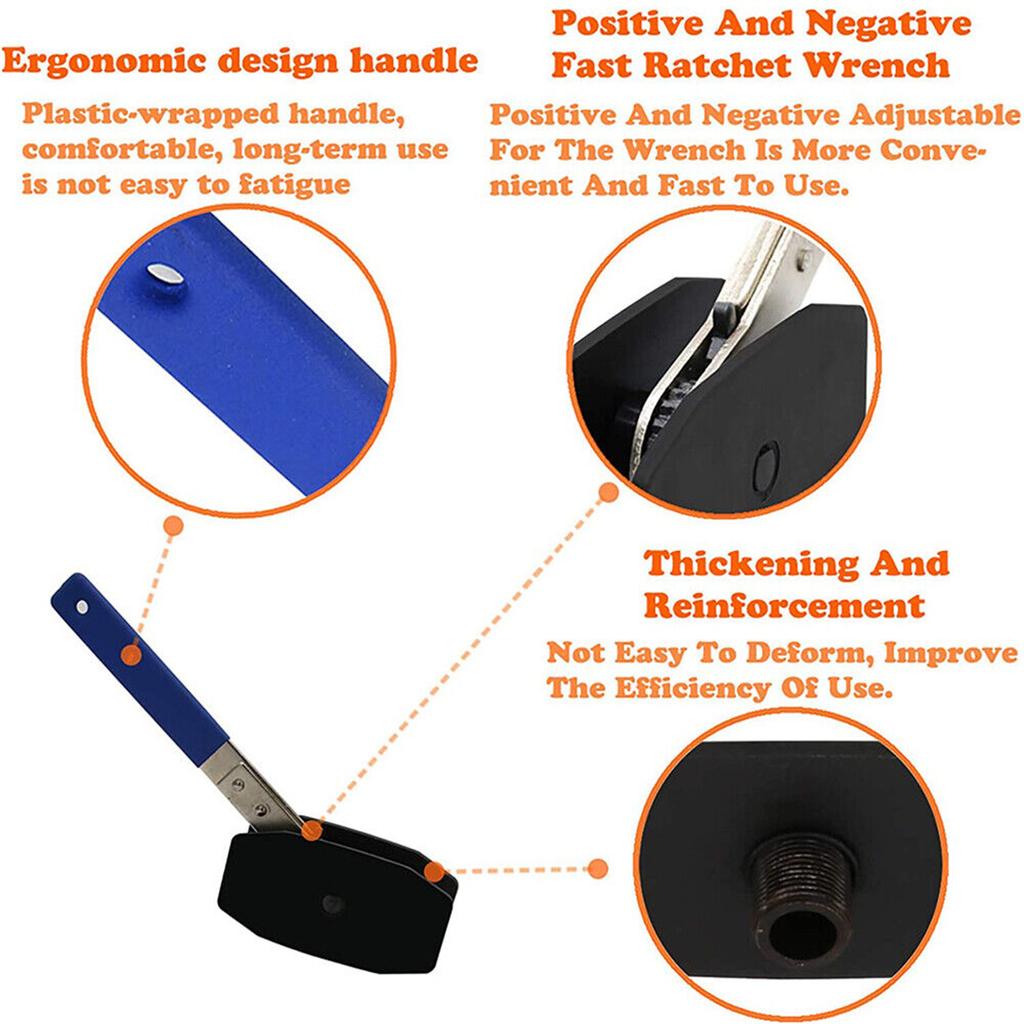 Ratcheting Brake Caliper Tool, Brake Caliper Tool With Hardened Reset Plate, Buffer Handle, 360 ° Ratchet Swing Carbon Steel Car Brake Caliper