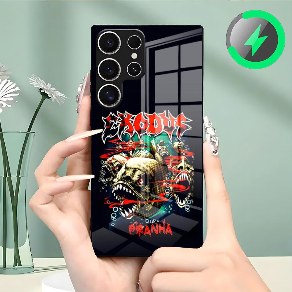 Чехол для телефона Rock Band-E-Exoduss для Samsung S26 S25 S24 S23 S22 S21 S20 Edge Ultra Plus FE Для Magsafe Стеклянный чехол
