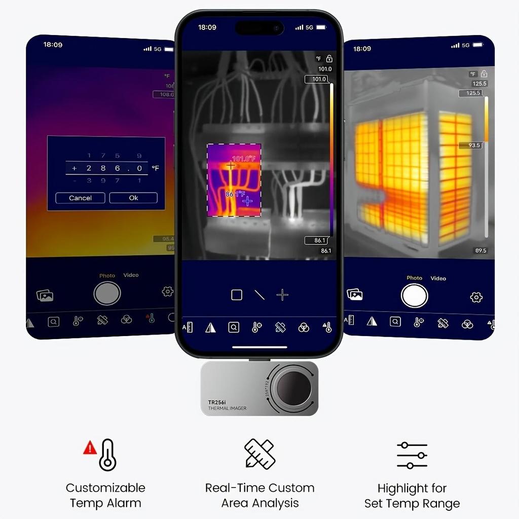 Mileseey Тепловизионная камера TR256i для iOS (iPhone 15 и новее с USB-C), Инфракрасная камера Super Resolution 512×384, Тепловизор для iPad