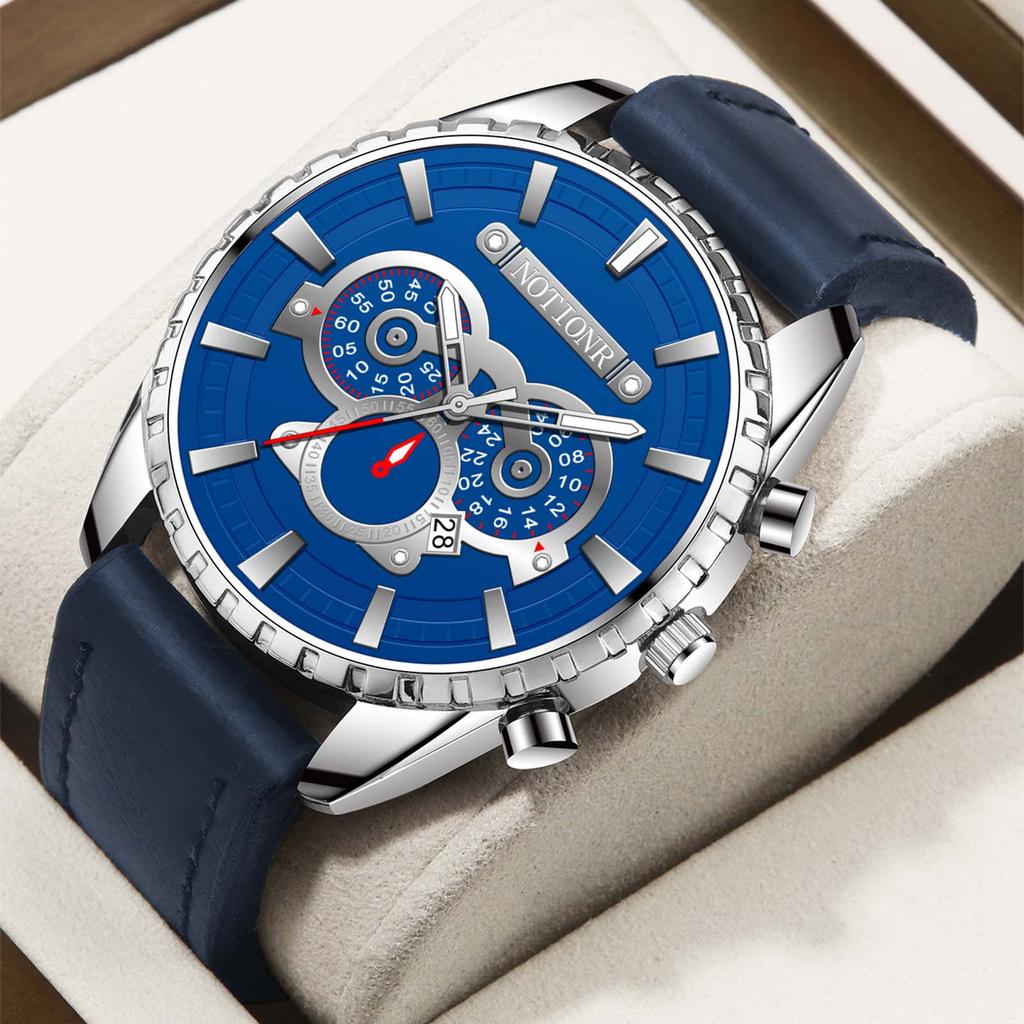 Повседневные часы мужские кварцевые наручные простые часы часы с индивидуальным выражением часы с календарем кожаный ремешок