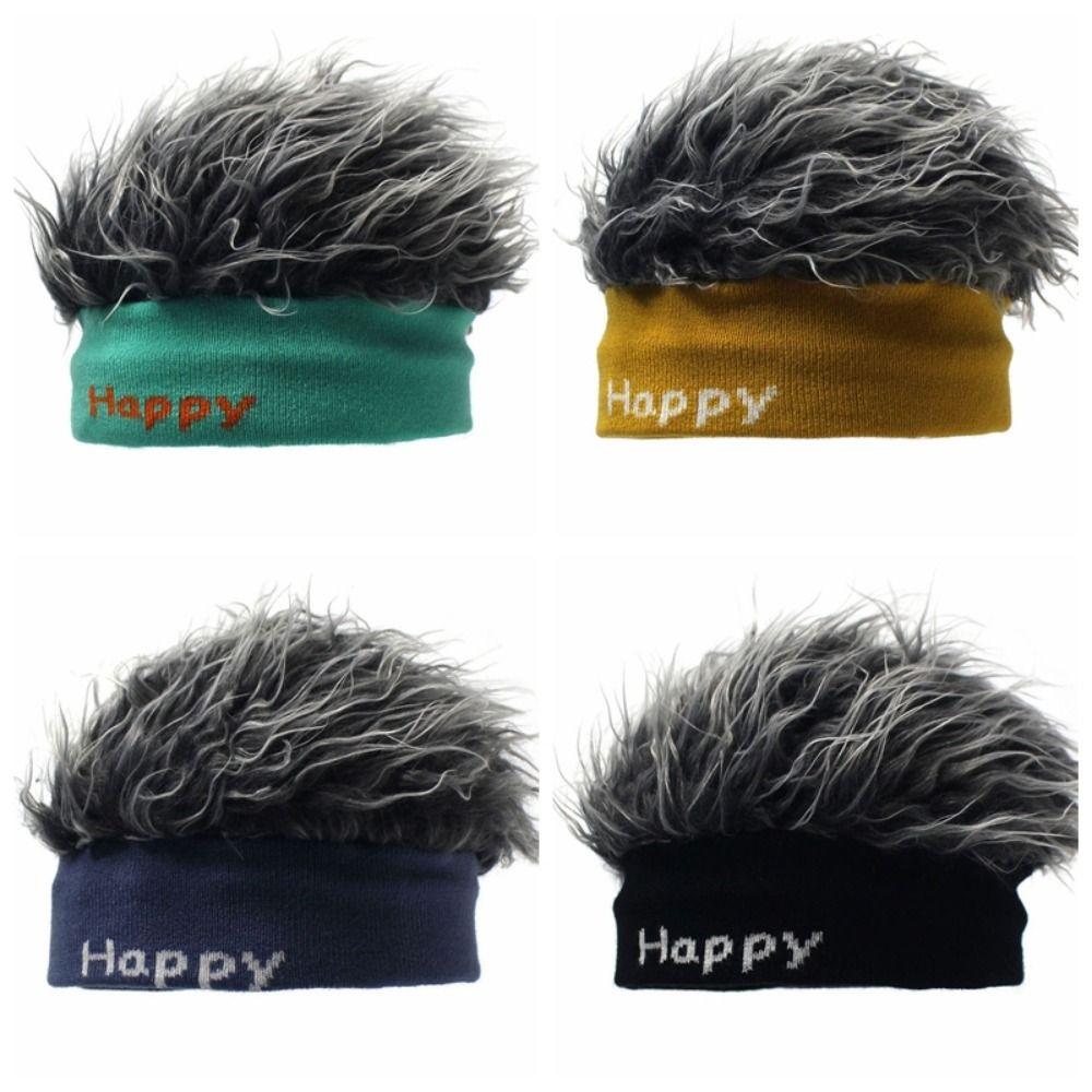 Hip Hop Fun Short Hair Caps Sports Brimless Beanie Wig Hat Rock Fake Hair Skullcap Women