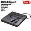 5 в 1 USB 3.0 тип C внешний оптический привод CD DVD RW VCD с портами SD/TF записывающее устройство для записи компакт-дисков DVD портативное для ноутбука Macbook