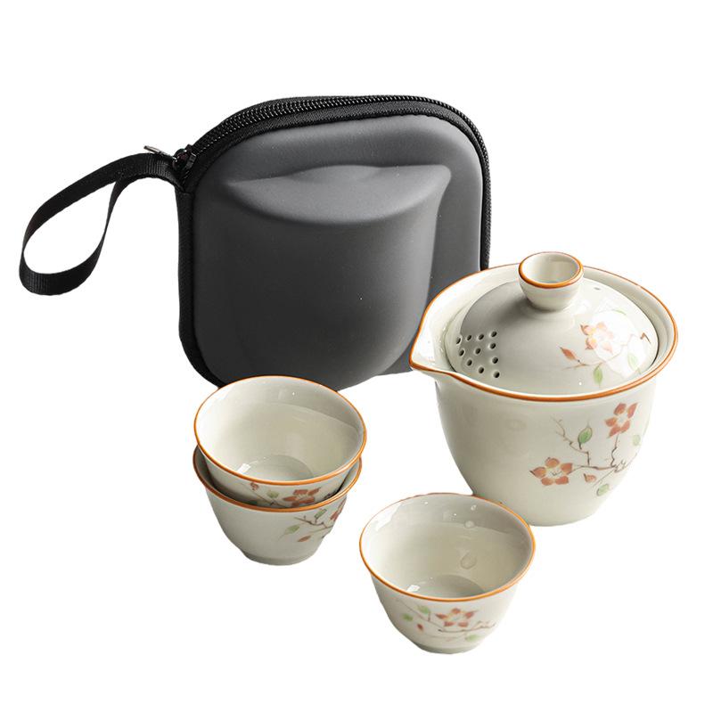 Antique hand-painted express cup portable kung fu tea set travel set outdoor ceramic high value tea set free
