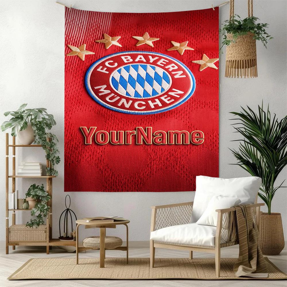 Bayern Munich Custom Your Name Wall Decor Tapestry Art For Pet Memorial Birthdaywedding Party Backdrop Family Gift