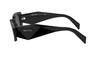 Prada PR 17WSF 1AB5S0 Black Plastic Rectangular Sunglasses Grey Lenses, Black/Silver Logo, 51-20-145