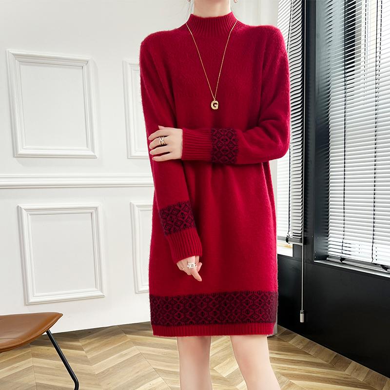 Женское кашемировое платье Qinghe кашемир 30% кашемир 70% шерсть осенне-зимняя кашемировая юбка мягкая и теплая