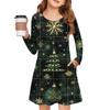 Christmas Day Girls' Long Sleeve Dress - Color Pocket Dress