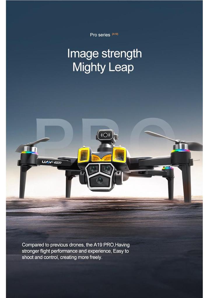 CrossA19PRO Drone: Large Screen HD Aerial Photography with Intelligent Obstacle Avoidance and Brushless Quadcopter.