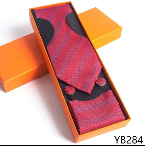 Мужской галстук с квадратной манжетой, подарочный набор в деловой повседневной оранжевой подарочной коробке