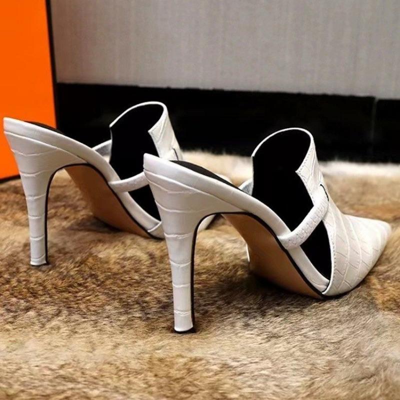 Модные женские модные тапочки Baotou, осенние, новые, с острым носком, с неглубокими вырезами, дышащие, темпераментные, на шпильках