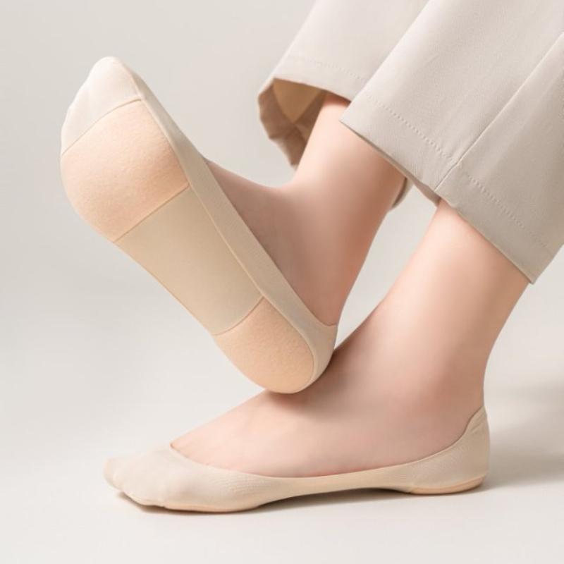 Ледяной шелк Носки-лодочки С мягкой подошвой Силиконовые Противоскользящие Толстая губчатая подошва Мягкие Удобные Амортизирующие Невидимые носки для высоких каблуков