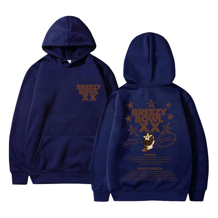 Rapper Chris Brown Breezy Bowl XX Tour 2025 Hoodie Men's Casual Vintage Pullover Men Women Hip Hop Fashion Pop Music Sweatshirt