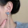 Super fairy new blue fringed butterfly earrings for women's explosive high-end gentle earrings exquisite versatile earrings wholesale