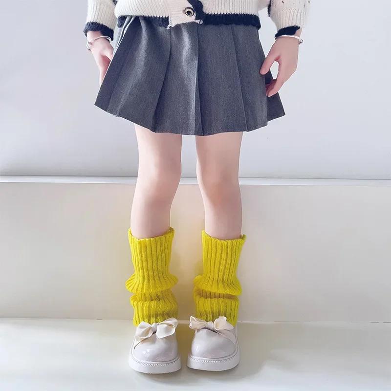 19 Стилей Конфетных Цветов Корейские Милые Детские Гетры Вязаные Чехлы для Ног Детские Девочки Однотонные Эластичные Гольфы-Трубы Осенне-Зимние