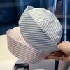 Модная новая легкая полосатая шляпа моряка корейская милая осенне-зимняя шапка женская ins отвернутый край восьмиугольная беретка