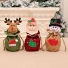 Christmas Decoration Supplies Linen Bag Cartoon Three-Dimensional With Bell Closing Gift Bag Candy Bag