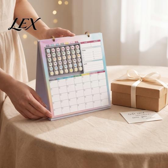 Daily Task List Reusable Kids Desk Calendar with 42 Magnetic Event Stamps, Undated Monthly Planner Creative Accessory for Habits Family Planning,