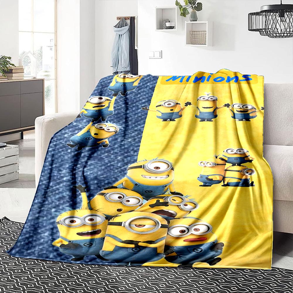 Minions Denim Background Blanket Soft Throw Blanket For Home Bedroom Bed Sofa Travel Office Solid Christmas Blanket